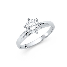 1.25 CT Round-Cut Peg Head Cathedral CZ Engagement Ring in 14K White Gold