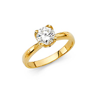 Decorative 4-Prong Round-Cut 1-CT CZ Engagement Ring in 14K Yellow Gold