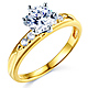 1-CT Round-Cut with Pave Side Stones CZ Engagement Ring in 14K Yellow Gold thumb 0