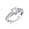 1-CT Round Trellis Cathedral Princess Side CZ Engagement Ring in 14K White Gold