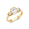 1.25 CT 3-Stone Trellis Oval-Cut CZ Engagement Ring in 14K Yellow Gold