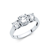 1-CT 3-Stone Round-Cut Basket-Set CZ Engagement Ring in 14K White Gold