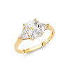 1.25CT 3-Stone Radiant & Triangle-Cut Basket Set CZ Engagement Ring in 14K Yellow Gold