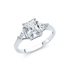 1.25CT 3-Stone Radiant & Triangle-Cut Basket Set CZ Engagement Ring in 14K White Gold