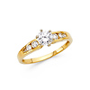 4-Prong & Channel-Set Round-Cut CZ Engagement Ring in 14K Yellow Gold