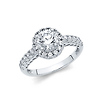 Halo 1.25CT Round-Cut with Side Stones Fancy Desgin CZ Engagement Ring in 14K White Gold