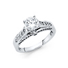 1-CT Round-Cut 4-Prong & Pave CZ Engagement Ring in 14K White Gold
