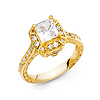 Antique-Style Halo 1-CT Princess CZ Engagement Ring in 14K Yellow Gold 2ctw