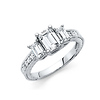 1.25CT Three-Stone Trellis Radiant & Round-Cut CZ Wedding Ring in 14K White Gold