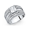 Halo 1.25CT Princess-Cut with Baguette & Round-Cut CZ Wedding Ring in 14K White Gold