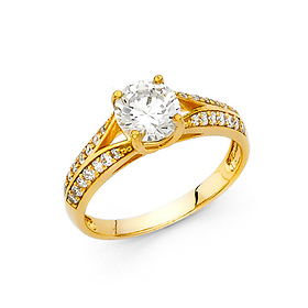 Split Shank Cathedral Knife-Edge 1-CT Round-Cut CZ Engagement Ring in 14K White Gold