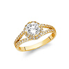 Split Shank Halo 1-CT Round Cubic Zirconia Engagement Ring in 14K Yellow Gold