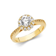 Halo 1.25CT Round-Cut Cathedral & Pave CZ Engagement Ring in 14K Yellow Gold