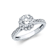 Halo 1.25CT Round-Cut Cathedral & Pave CZ Engagement Ring in 14K White Gold