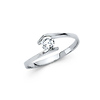 Bypass Channel Round-Cut CZ Engagement Ring in 14K White Gold