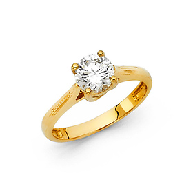1-CT Trellis Round-Cut CZ Wedding Ring in 14K Yellow Gold