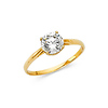 Solitaire 1-CT 4-Prong Basket-Set Round-Cut CZ Wedding Ring in 14K Yellow Gold