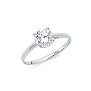 1-CT 4-Prong Solitaire Basket-Set Round-Cut CZ Wedding Ring in 14K White Gold