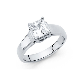 1.5-CT Princess Trellis Cathedral CZ Wedding Ring in 14K White Gold