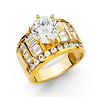 2.75-CT Six-Prong Round-Cut & Baguette Side CZ Wedding Ring in 14K Yellow Gold