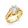 2.75-CT Unique Cathedral Round-Cut with Side Stones CZ Engagement Ring in 14K Yellow Gold