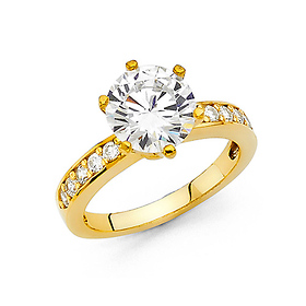 2.75-CT Round-Cut 6-Prong & Pave CZ Engagement Ring in 14K Yellow Gold