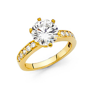 2.75-CT Round-Cut 6-Prong & Pave CZ Engagement Ring in 14K Yellow Gold