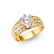 1.25-CT Six-Prong & Channel Side Round-Cut CZ Engagement Ring in 14K Yellow Gold