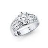 1.25-CT Six-Prong & Channel Side Round-Cut CZ Engagement Ring in 14K White Gold