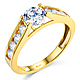 Floating Round-Cut & Side Channel CZ Engagement Ring in 14K Yellow Gold thumb 0