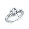 Square Halo & Cathedral Split Shank Round-Cut CZ Wedding Ring in 14K White Gold