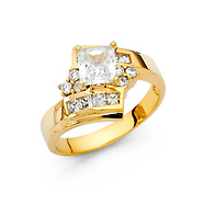 1.25-CT Princess-Cut Bypass & Channel-Set CZ Wedding Ring in 14K Yellow Gold