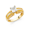 1.25-CT V-Prong Princess-Cut & Round Pave CZ Wedding Ring in 14K Yellow Gold