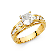 1.25-CT Princess-Cut Trellis & Channel-Set CZ Wedding Ring in 14K Yellow Gold