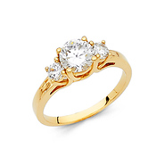 1.25-CT Three-Stone Trellis Cathedral CZ Wedding Ring in 14K Yellow Gold
