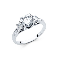 1.25-CT Three-Stone Trellis Cathedral CZ Wedding Ring in 14K White Gold