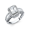 Art Deco 1.5-CT Halo Radiant-Cut with Side Stones Wedding Ring in 14K White Gold