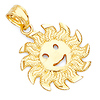 Spiral Smiling Happy Face Sun Pendant in 14K Yellow Gold - Petite