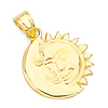 Smiling Face Sun & Moon Pendant in 14K Yellow Gold - Petite