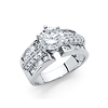 1.25CT 6-Prong Round-Cut with Triple Row Side CZ Engagement Ring in 14K White Gold