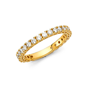 2.5mm Scallop Round-Cut CZ Eternity Ring Wedding Band in 14K Yellow Gold 0.75ctw
