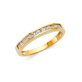 2mm 11-Stone Princess-Cut Channel Setting CZ Wedding Band in 14K Yellow Gold