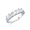 4mm 5-Stone Basket Heart-Prong  Princess-Cut CZ Wedding Band in 14K White Gold