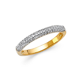 2.5mm Two-Tone Pave Dome Wedding Band in 14K Yellow Gold