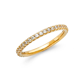 2mm 25-Stone Scallop Round-Cut CZ Wedding Band in 14K Yellow Gold