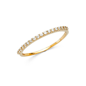 18-Stone Round-Cut CZ Wedding Band in 14K Yellow Gold