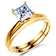 1.25CT Princess-Cut Knife-Edge CZ Engagement Ring Set in 14K Yelllow Gold thumb 0