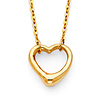 Classic Open Heart Floating Charm Necklace in 14K Yellow Gold