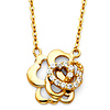 CZ Rose Floating Charm Necklace in 14K Yellow Gold