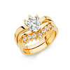 Contour Round-Cut & Marquise Side CZ Engagement Ring Set in 14K Yellow Gold